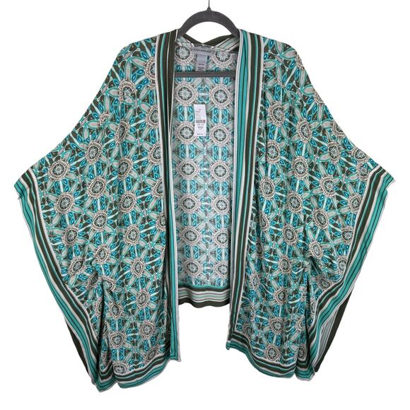 Catherines NWT Boho Artsy Lightweight Multicolor Open Kimono Top Size 0X 1X - Picture 3 of 8